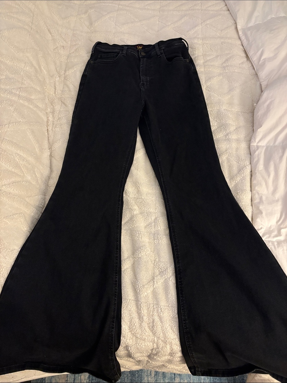 Lee Black Flared Wide-Leg Jeans